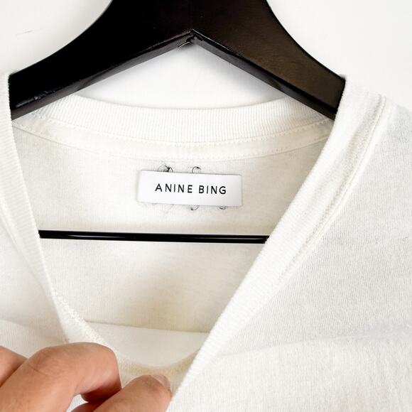 ANINE BING Lili Tee University Paris Cotton Shirt White - S - Picture 4 of 8